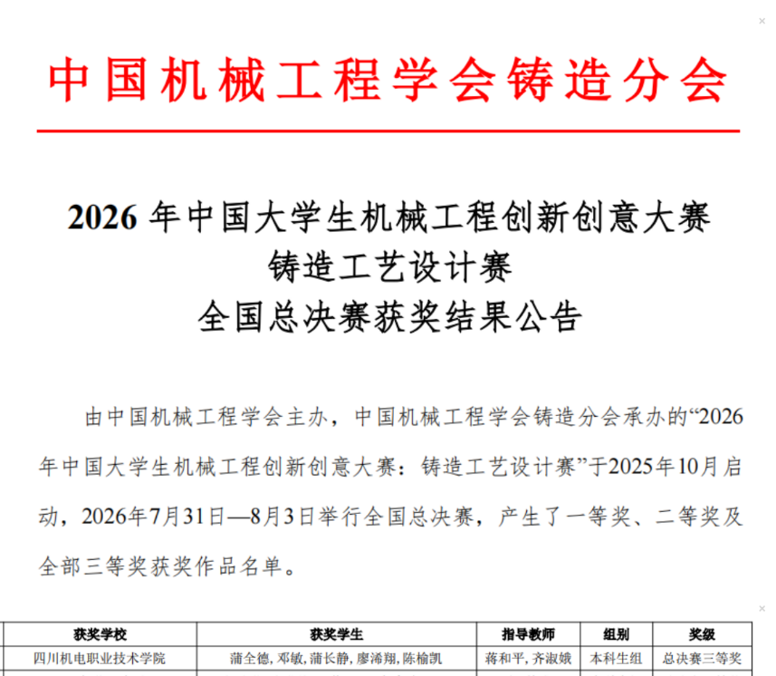 首次出征 满载而归——我校学子荣获 2026年中国大学生机械工程创新创意大赛全国总决赛三等奖
